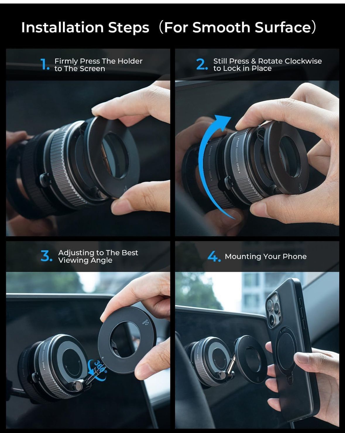 Vaccum Magnetic Phones Holder, Magnetic Car Phone Mount, Hands-Free for Car/Gym/Mirror/Shower Compatible with All Mobile